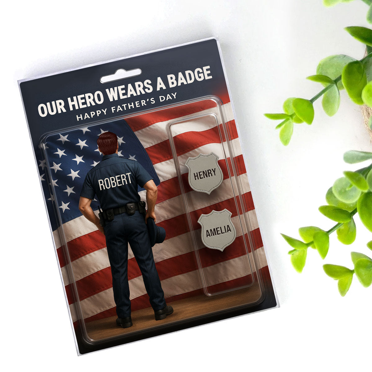 Custom Figure My Hero Wears A Badge With Kids' Names Personalized Acrylic Block Plaque, Perfect 2025  Gift For Him, For Dad