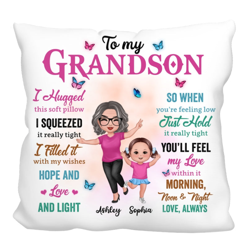 Colorful To My Granddaughter Grandson Gift Happy Doll Grandma Grandkid Personalized Pillow