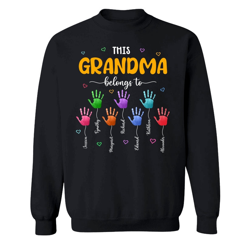 This Grandma Belongs To Colorful Hand Print Personalized Shirt