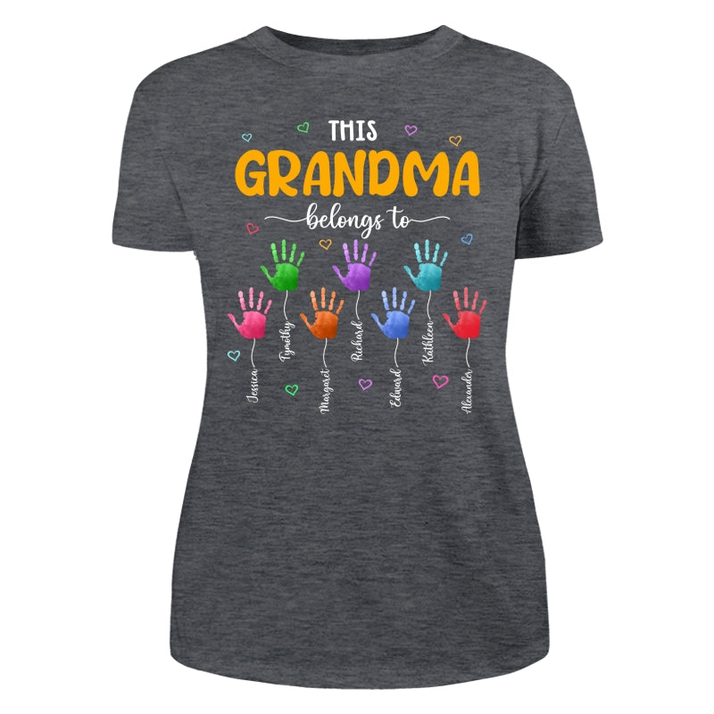 This Grandma Belongs To Colorful Hand Print Personalized Shirt