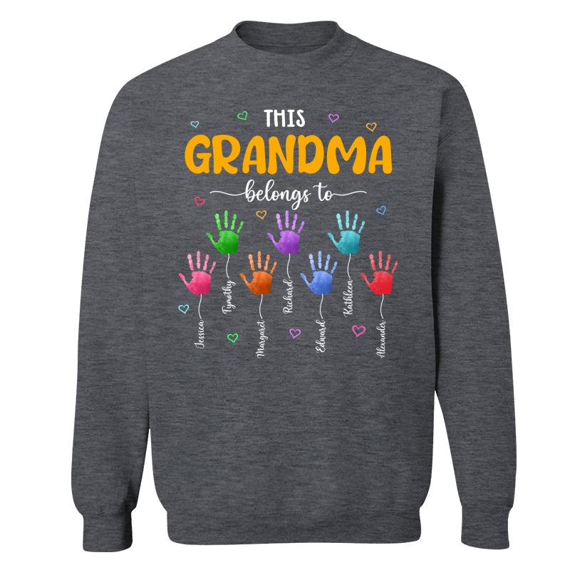 This Grandma Belongs To Colorful Hand Print Personalized Shirt