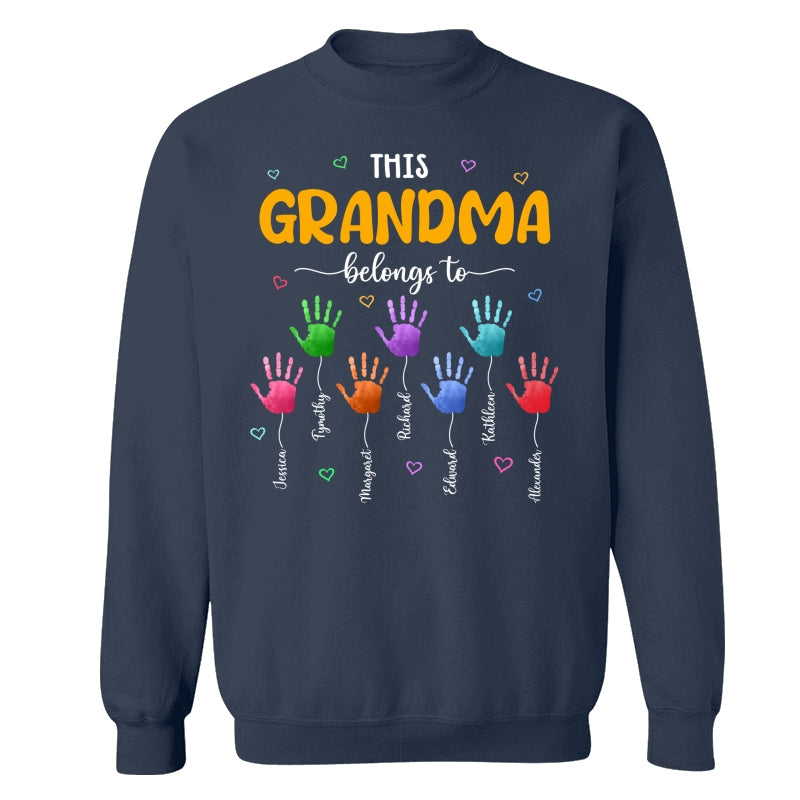 This Grandma Belongs To Colorful Hand Print Personalized Shirt