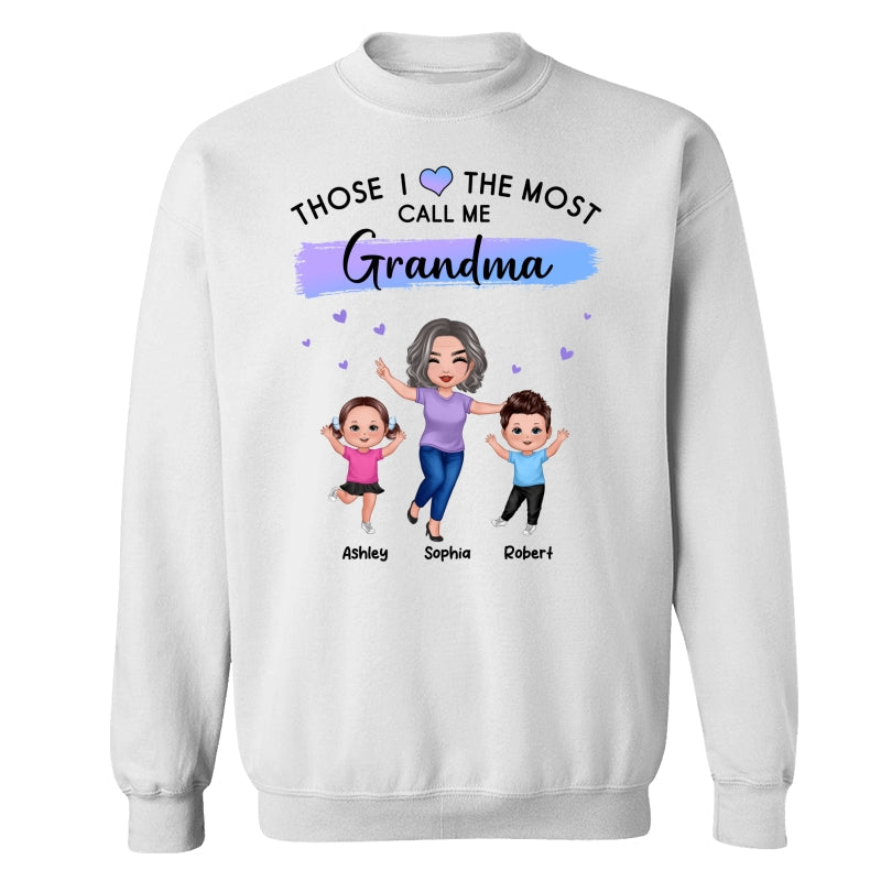 Those I Love The Most Call Me Grandma Doll Grandma & Grandkids Personalized Shirt
