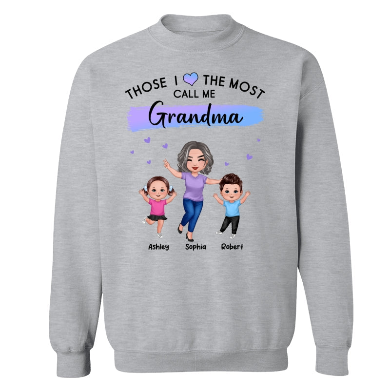 Those I Love The Most Call Me Grandma Doll Grandma & Grandkids Personalized Shirt