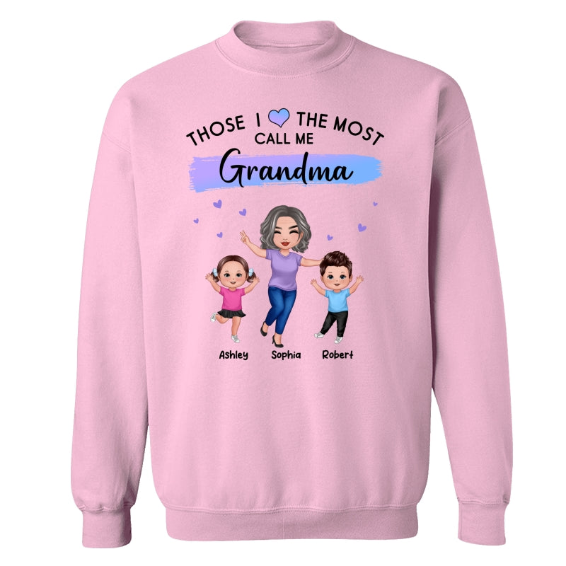 Those I Love The Most Call Me Grandma Doll Grandma & Grandkids Personalized Shirt