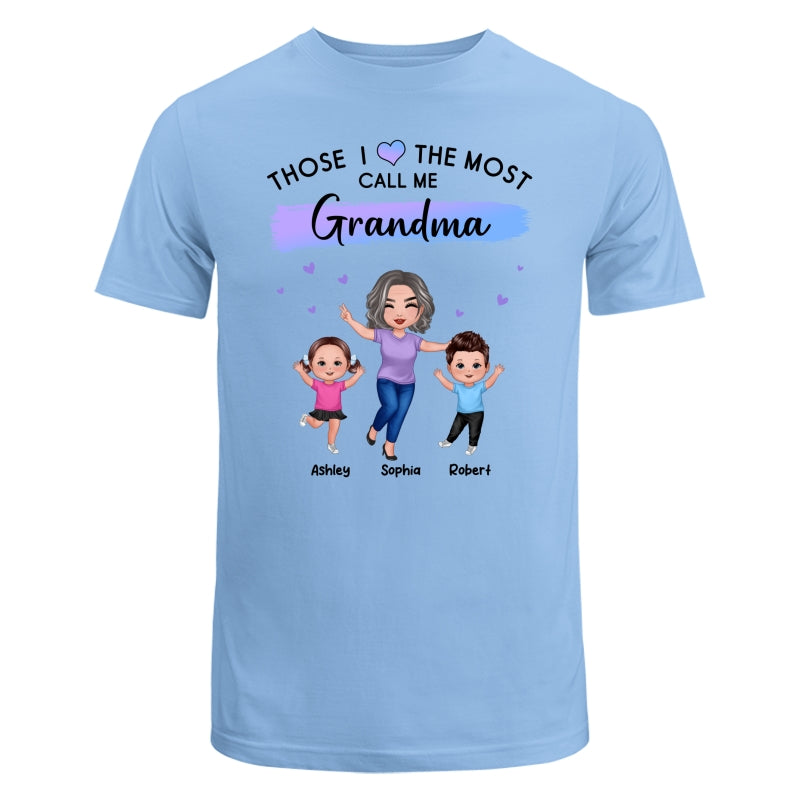 Those I Love The Most Call Me Grandma Doll Grandma & Grandkids Personalized Shirt