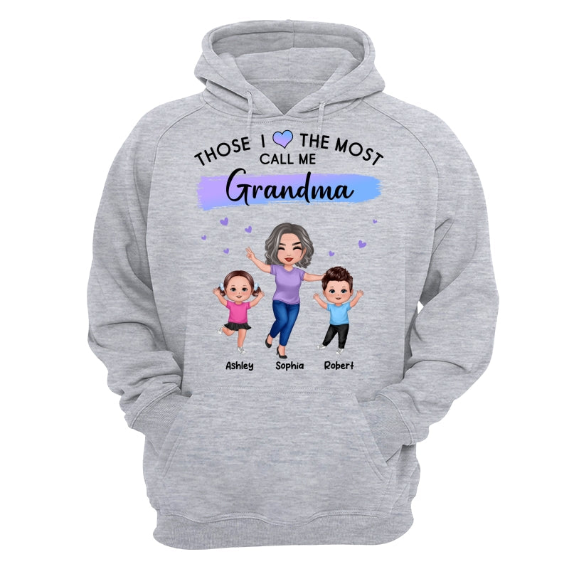 Those I Love The Most Call Me Grandma Doll Grandma & Grandkids Personalized Shirt