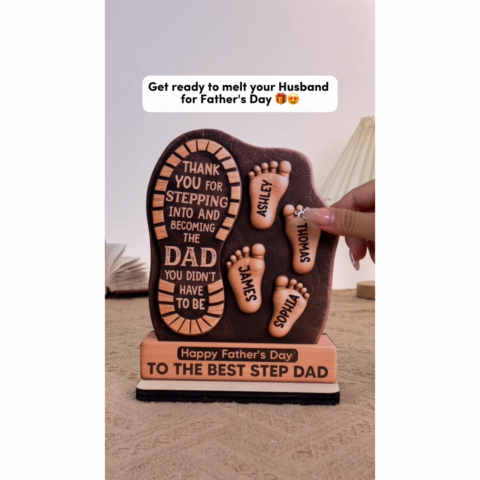 Happy  Best Step Dad Ever Personalized 2-Layer Standing Wooden Plaque| Heartfelt  Gift For Stepdad, Bonus Dad