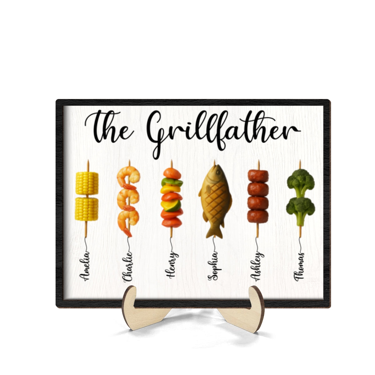 Best Grilling Dad Ever With Kids' Names Personalized 2-Layered Wooden Plaque,  Gift For Husband, For Dad, For Grandpa