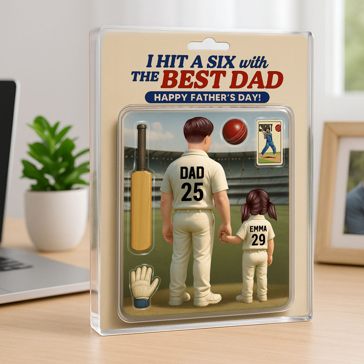 Hit A Six With The Best Dad Cricket Dad - Personalized Acrylic Block Plaque -  Gift
