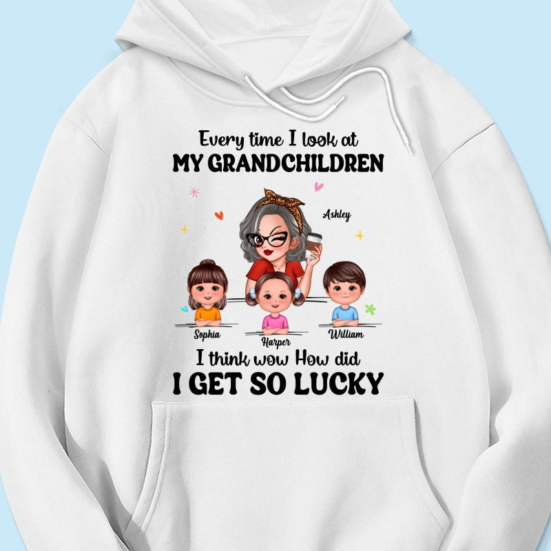 Wow How Did I Get So Lucky Personalized Shirt, Gift For Grandma