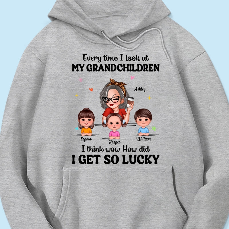 Wow How Did I Get So Lucky Personalized Shirt, Gift For Grandma