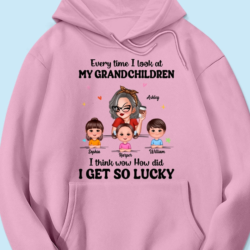 Wow How Did I Get So Lucky Personalized Shirt, Gift For Grandma