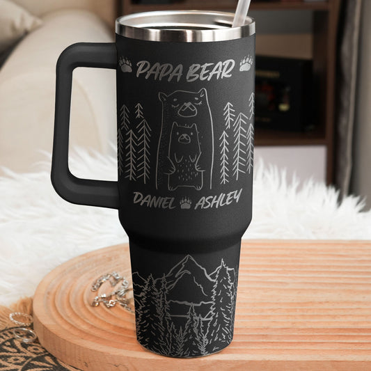 Father's Day Gifts, Papa Bear - Personalized 40oz Tumbler