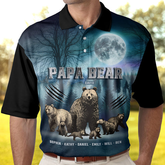 Father's Day Gifts, Papa Bear - Personalized Polo Shirt