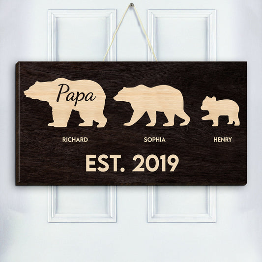 Father's Day Gifts, Papa Bear - Vintage Style - Personalized Wood Sign