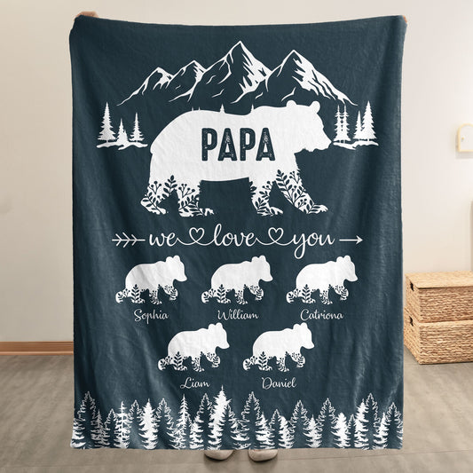 Father's Day Gifts, Papa Bear We Love You Gift For Dad, Grandpa - Personalized Blanket