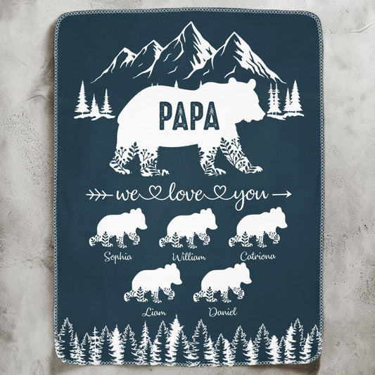Father's Day Gifts, Papa Bear We Love You Gift For Dad, Grandpa - Personalized Blanket