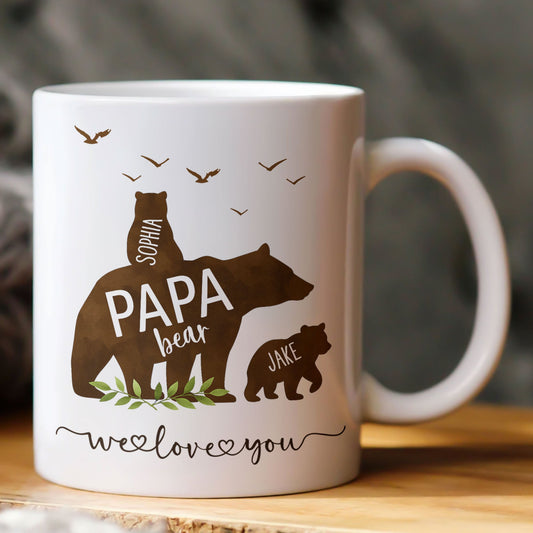 Father's Day Gifts, Papa Bear We Love You - Personalized Mug
