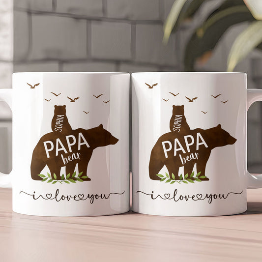 Father's Day Gifts, Papa Bear We Love You - Personalized Mug