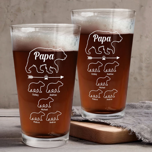 Father's Day Gifts, Papa Beer Funny Gift For Dad - Personalized Beer Glass