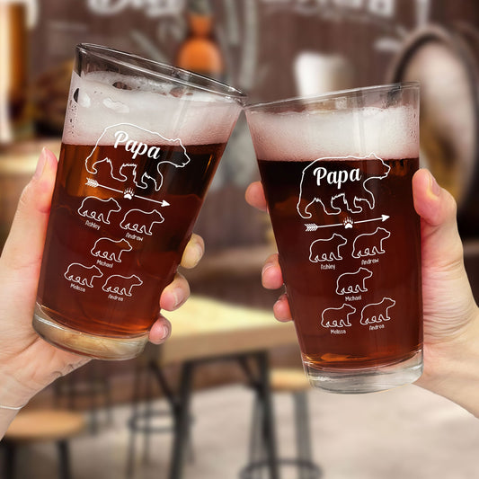 Father's Day Gifts, Papa Beer Funny Gift For Dad - Personalized Beer Glass