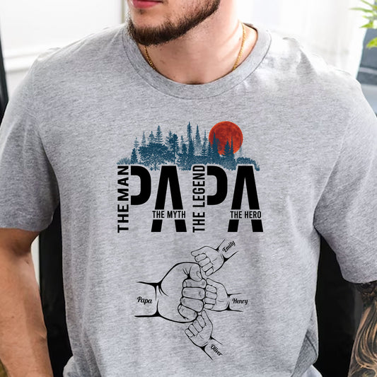Father's Day Gifts, Papa The Man The Myth The Legend The Hero - Personalized Shirt