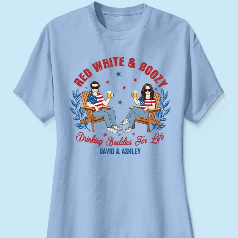 Red White & Boozy Beer & Cocktail Club, Personalized Matching Shirt For Couples, 4th Of July