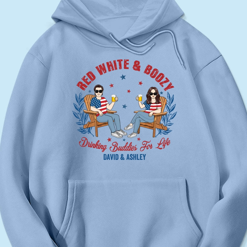 Red White & Boozy Beer & Cocktail Club, Personalized Matching Shirt For Couples, 4th Of July