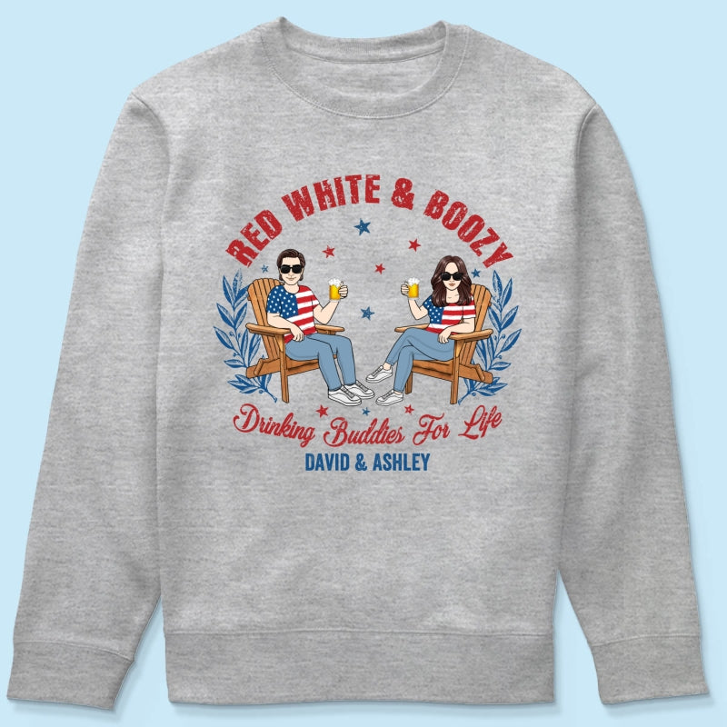 Red White & Boozy Beer & Cocktail Club, Personalized Matching Shirt For Couples, 4th Of July