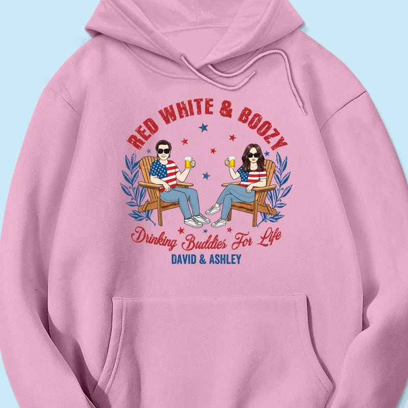 Red White & Boozy Beer & Cocktail Club, Personalized Matching Shirt For Couples, 4th Of July