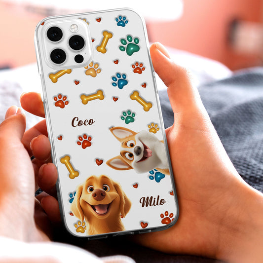 Peeking Dog 3D Style Pattern - Personalized Clear Phone Case