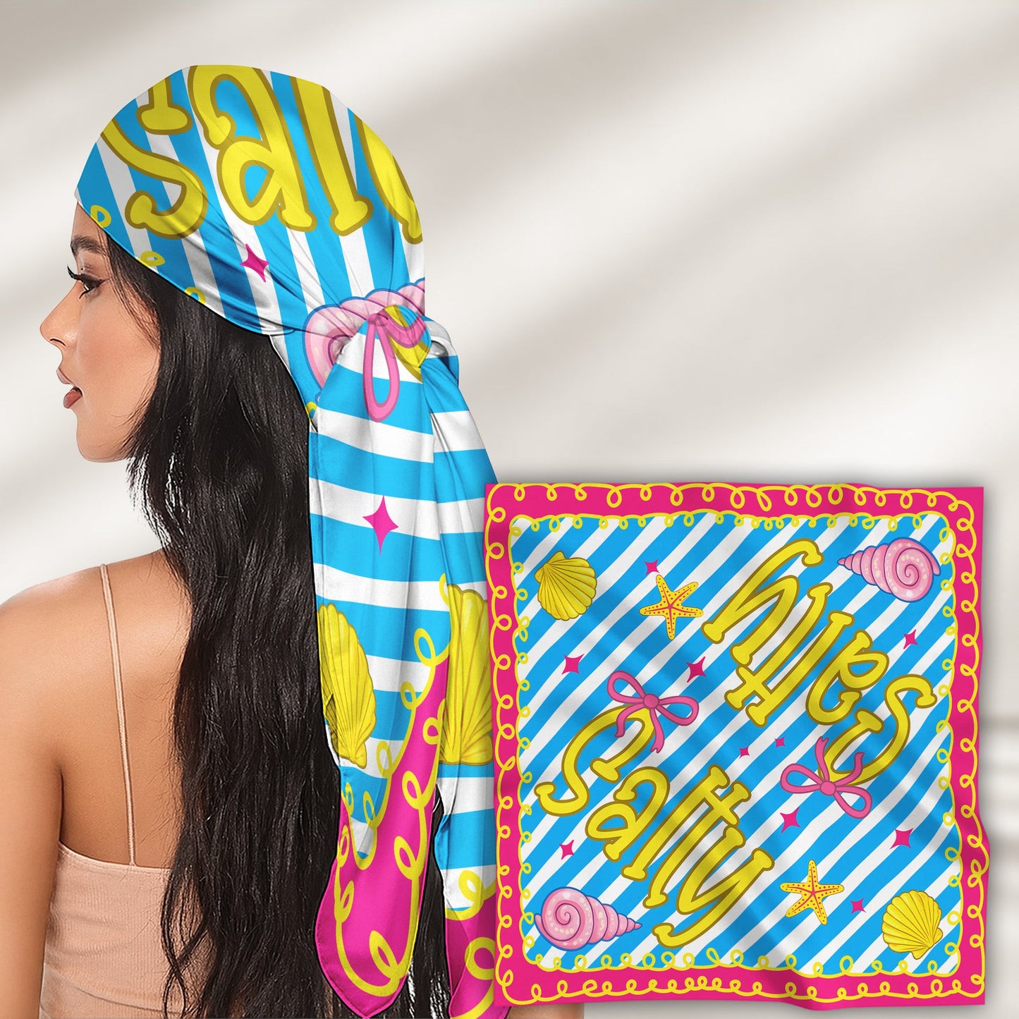 Preppy Neon Summer Retro Beach Life For Besties Trip, Vacation - Personalized Scarf