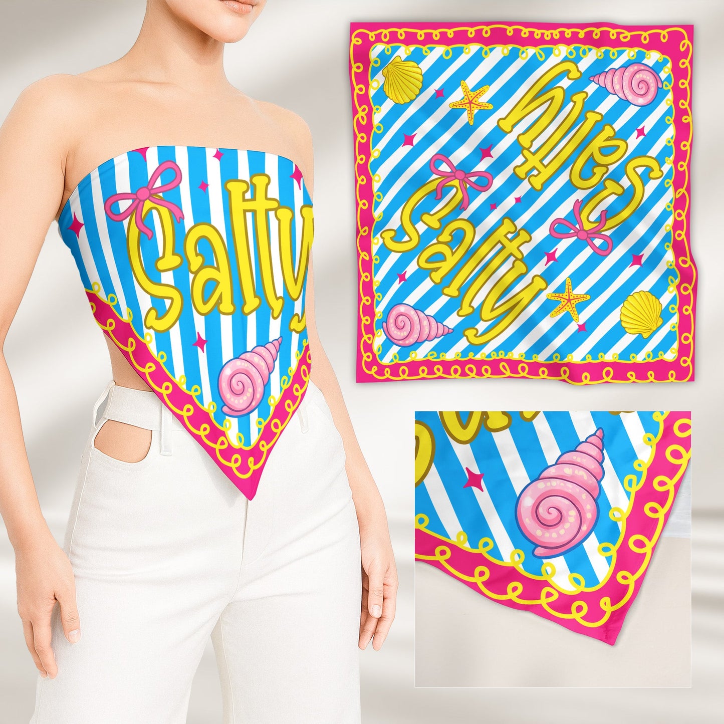Preppy Neon Summer Retro Beach Life For Besties Trip, Vacation - Personalized Scarf