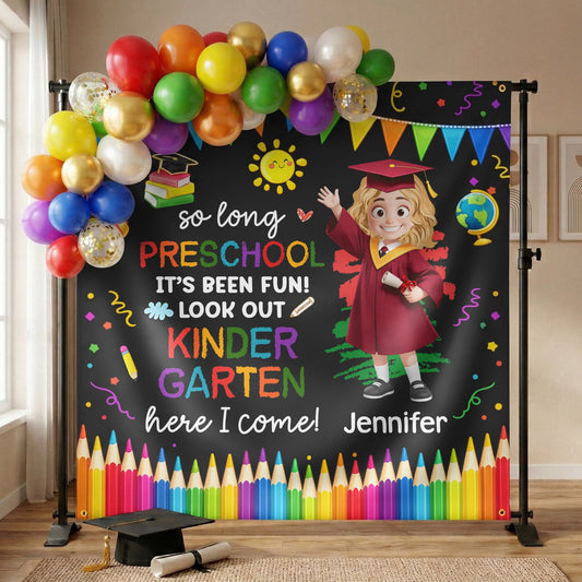 Preschool Kindergarten Graduation - Personalized Backdrop