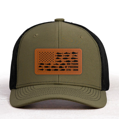 250 Years Of Freedom Fishing USA Flag - Cap