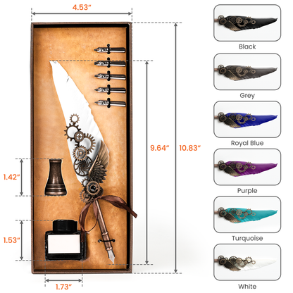I Read To Escape Time And I Write To Create It - Feather Pen Set With Custom Card