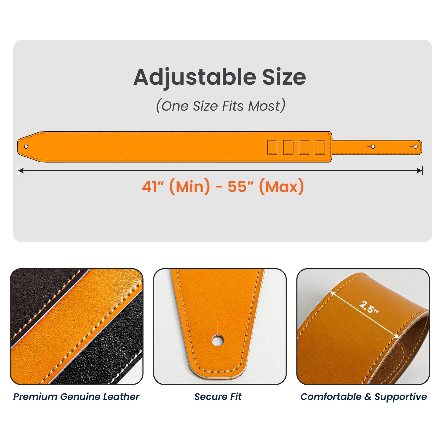 Dad, We'll Always Be Your Biggest Fans - Personalized Leather Guitar Strap