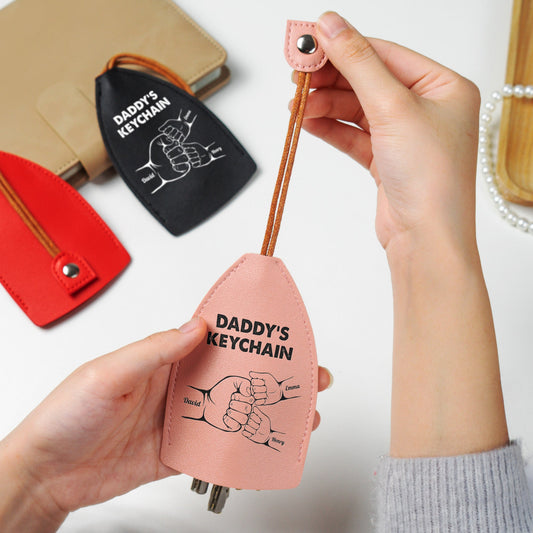 Father's Day Gifts, Protective Pull Out Key Case For Daddy's Keychain - With Kids' Names - Personalized Keychain