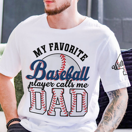 Father's Day Gifts, Proud Dad Favorite Player Baseball Softball Football Basketball - Personalized Shirt