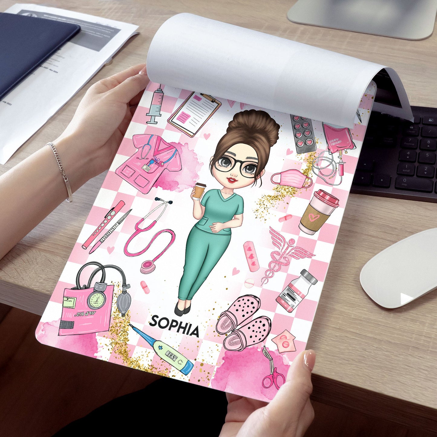 Proud Nurse Gift Custom Scrub Color - Personalized Acrylic Clipboard