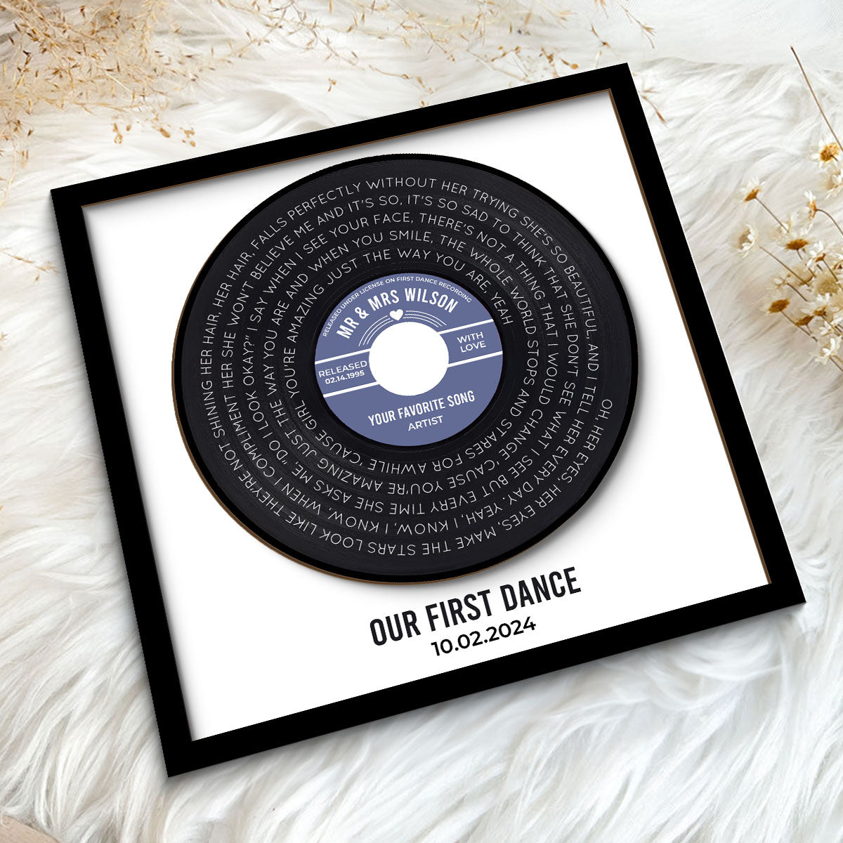Custom Vinyl Record Label Print Personalized 2-Layer Wooden Plaque, Wedding, Valentine's Day, Anniversary, Mother's Day,  Unique Gift for Him Gift for Her