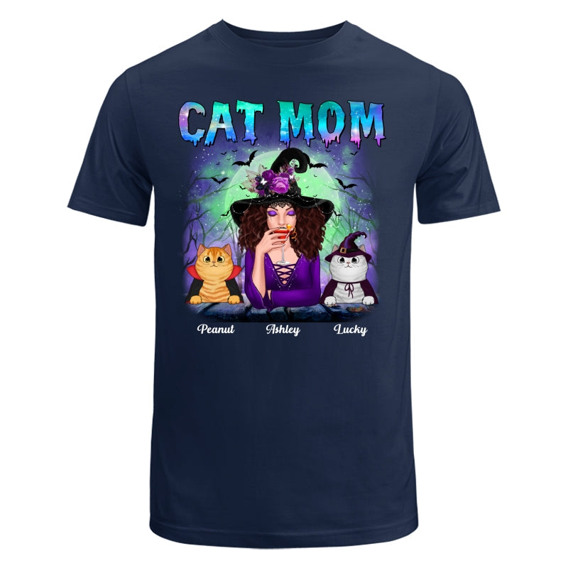 Halloween Neon Green And Purple Cat Mom Witch Personalized Shirt