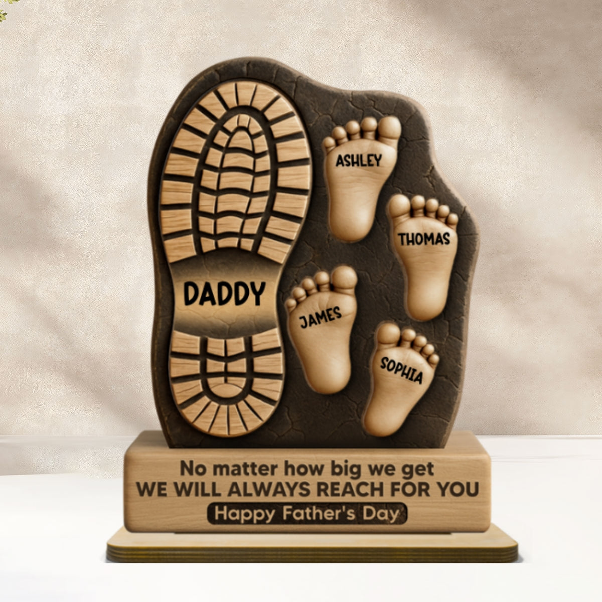 Dad No Matter How Big We Get Personalized 2-Layer Standing Wooden Plaque| Unique  Gift For Dad