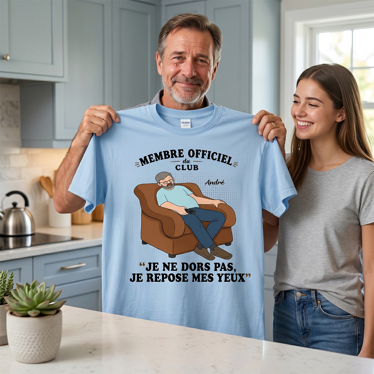 Membre du Club ""Je ne dors pas, je repose mes yeux"" – T-shirt Personnalis – Cadeau Rigolo fte des pres pour Papa & Papy