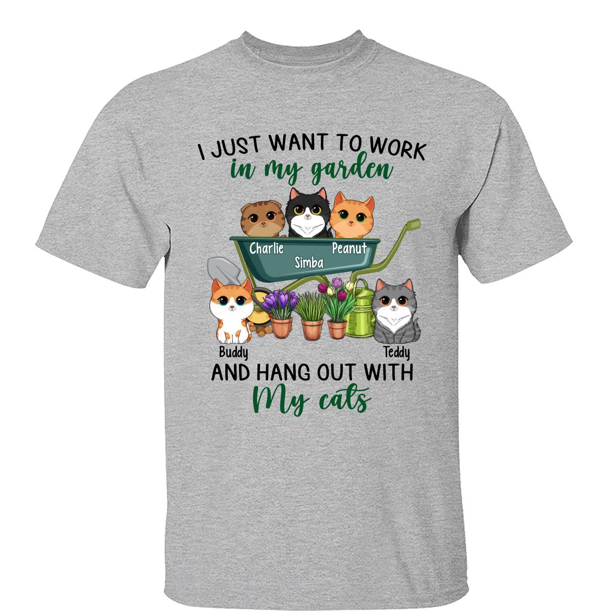Work In Garden And Hang Out With Cats Cute Cat Vector Personalized Shirt