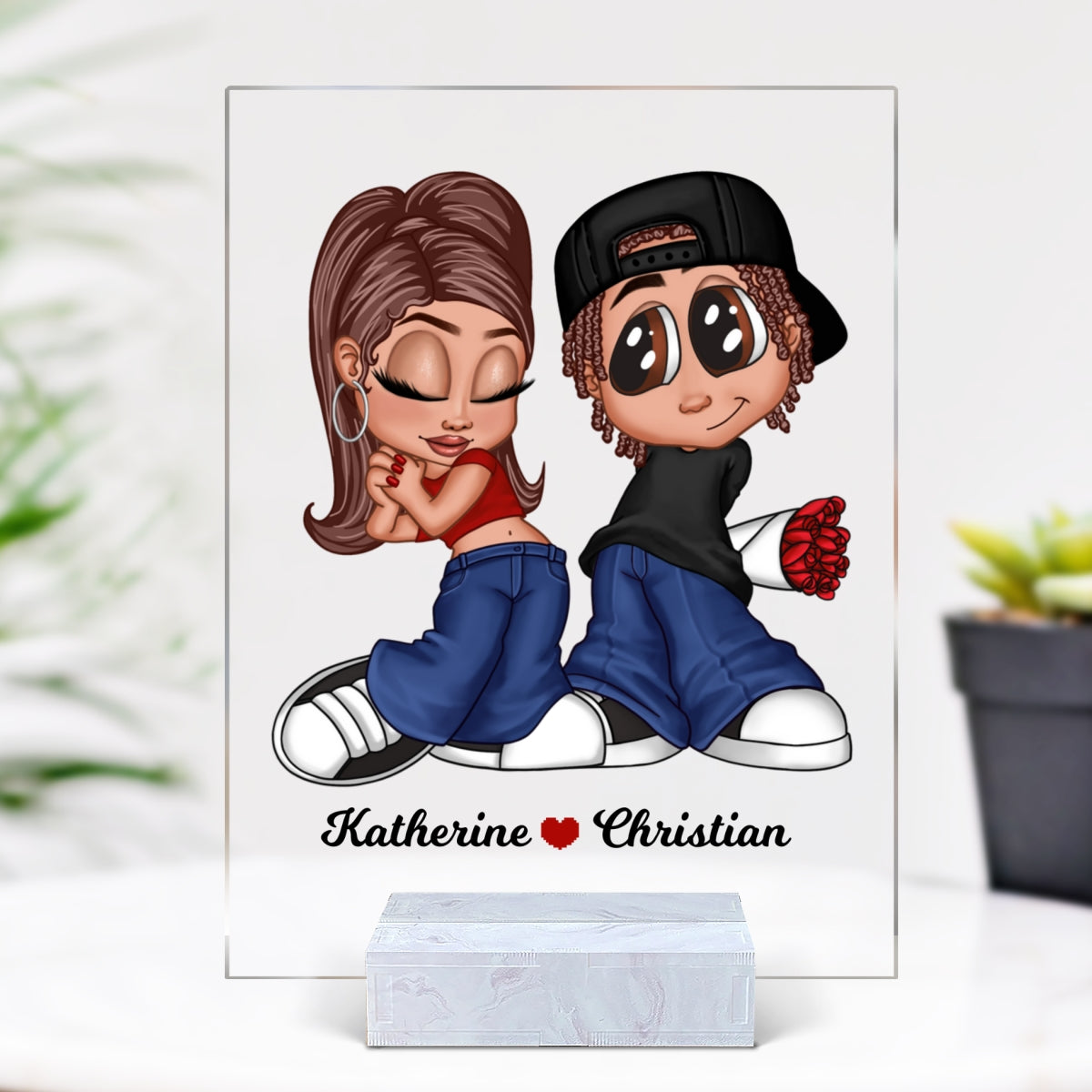 Y2K Couple Personalized Acrylic Plaque, Gift For Him, For Her