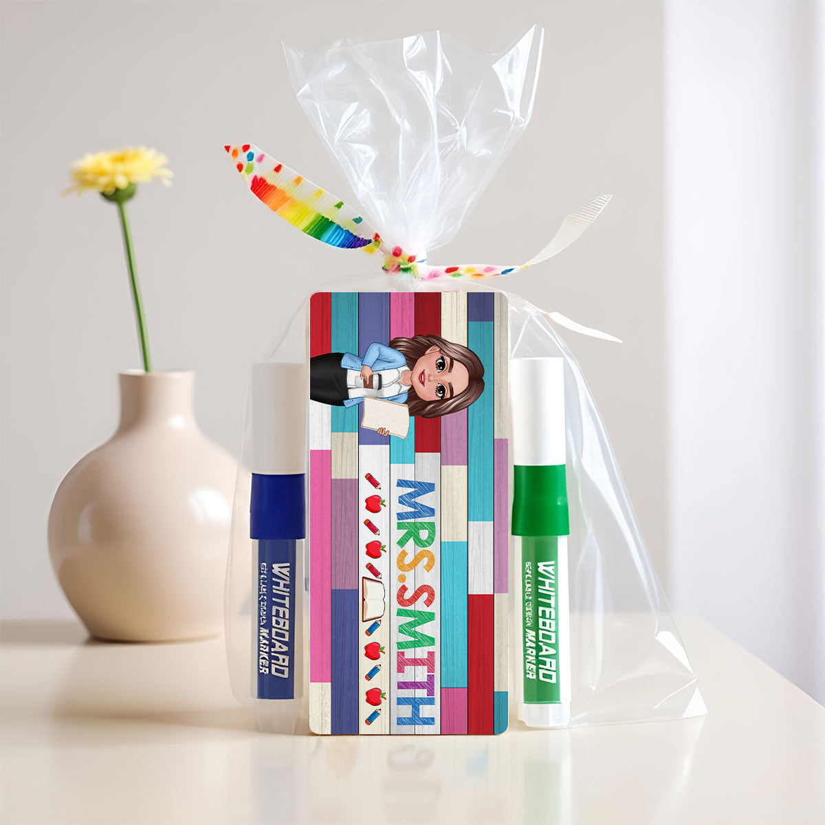 Teacher Colorful Wood Palletes Personalized Chalkboard/Whiteboard Eraser with Marker, Teacher Appreciation Gift, Back To School Gift