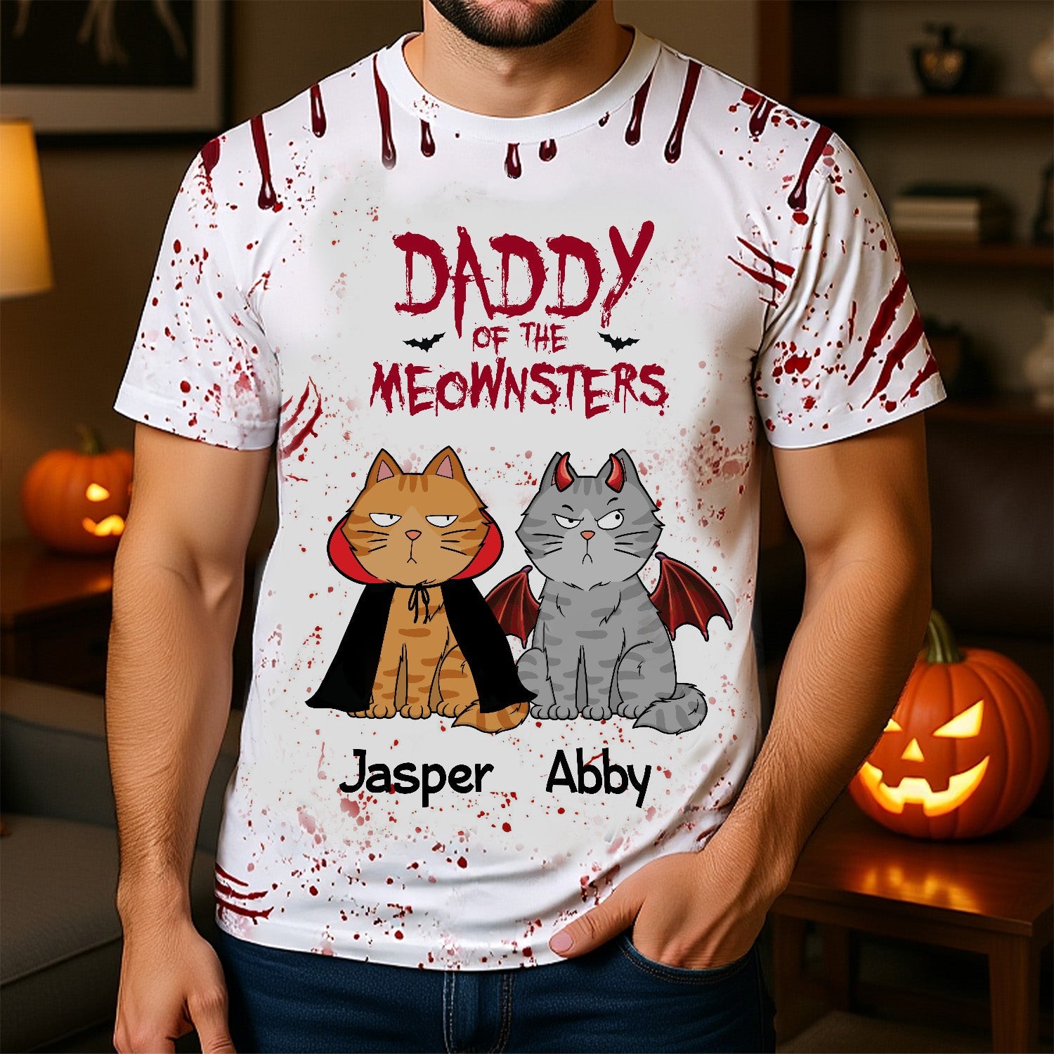 Spooky Halloween Daddy Mommy Of The Monsters Cats Personalized Shirt, Unique Halloween Costume For Cat Lovers, Cat Dad, Cat Mom