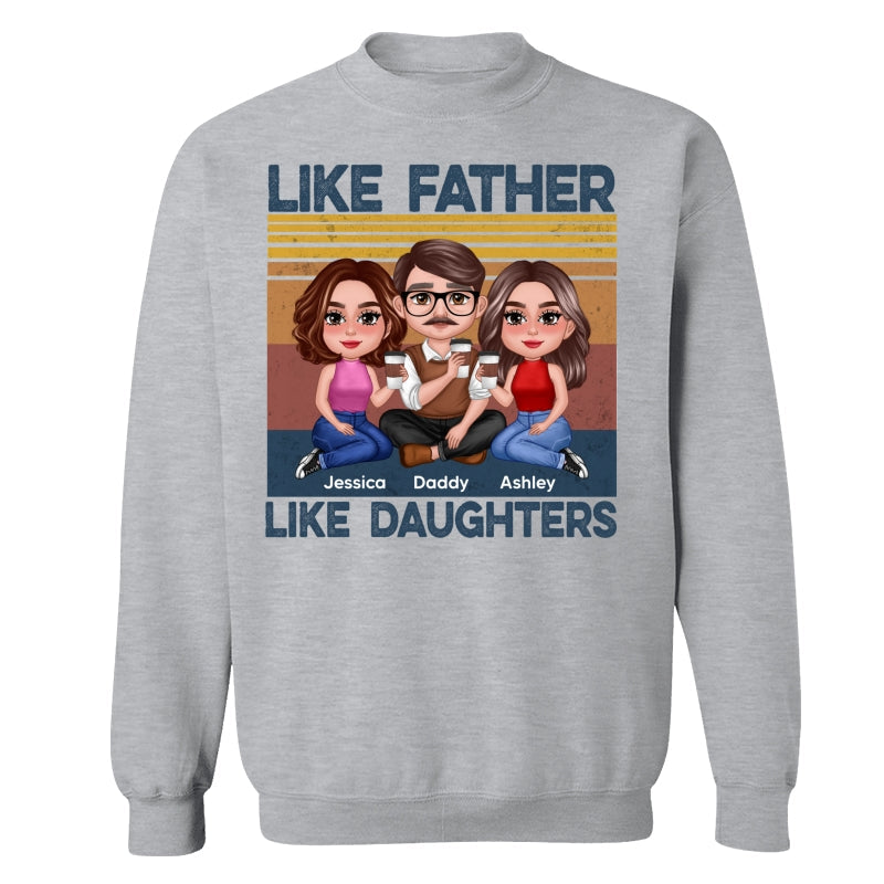 Retro Like Father Like Daughter Doll Sitting Together Personalized Shirt
